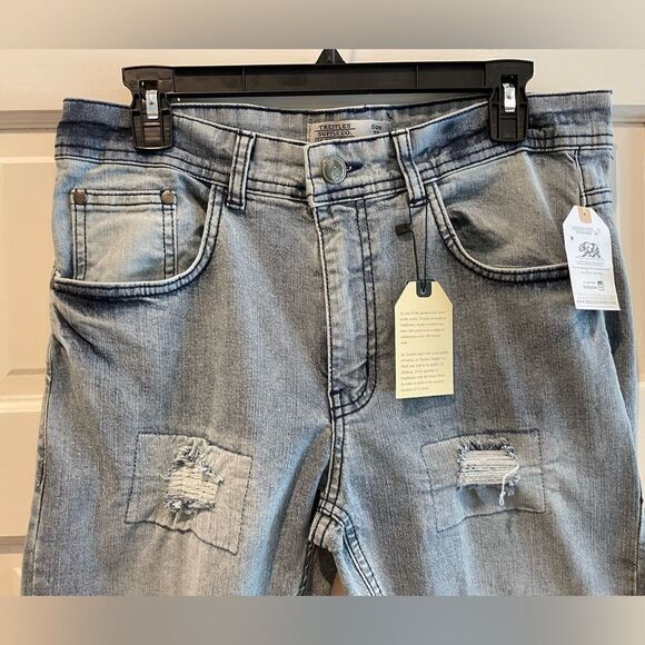 Trestles Supply Co. Distressed Stretch Denim Straight Fit Jeans Blue Size 32 NWT - Picture 3 of 10